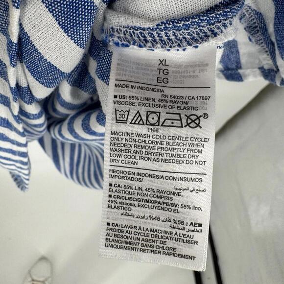 Old Navy dress XL blue white striped linen mini beachy coastal summer nautical - Picture 6 of 7